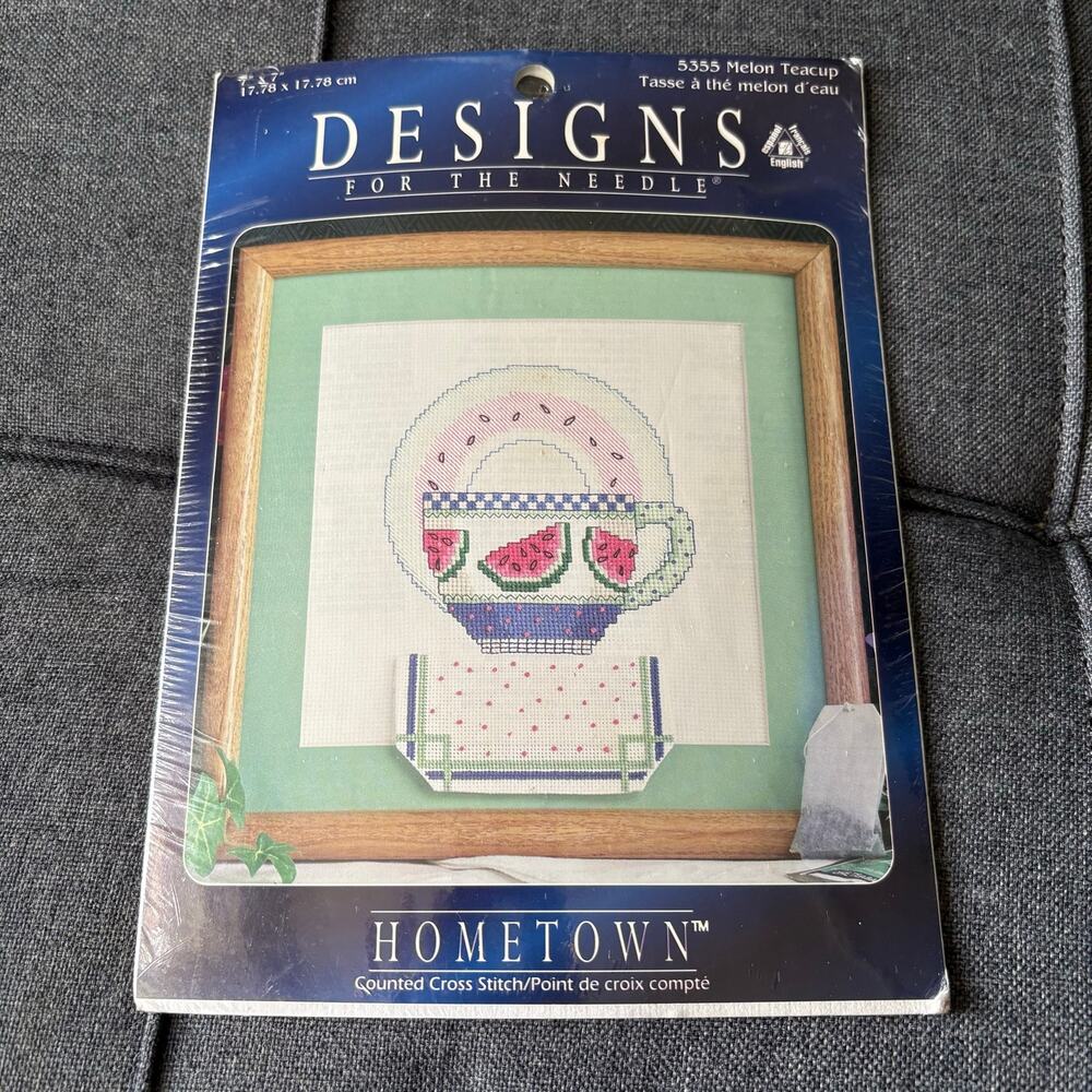 Melon Teacup Vintage Counted Cross Stitch Kit by Designs for the Needle - 1990s
